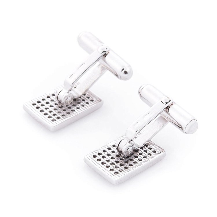 Серебряные запонки с черными фианитами 25069 от ювелирного магазина Оникс - 1