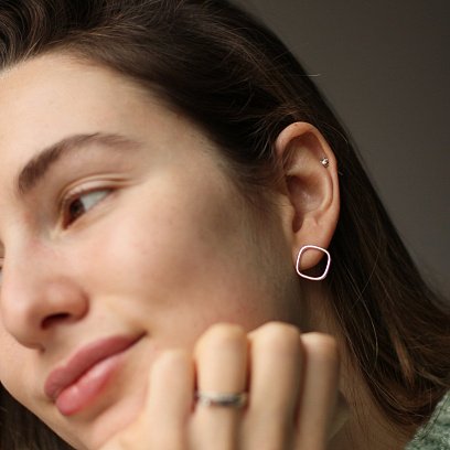 Срібні сережки - пусети "Особливі" 122570 №5