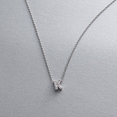 Серебряное колье с буквой "К" с фианитами 1103 К №3