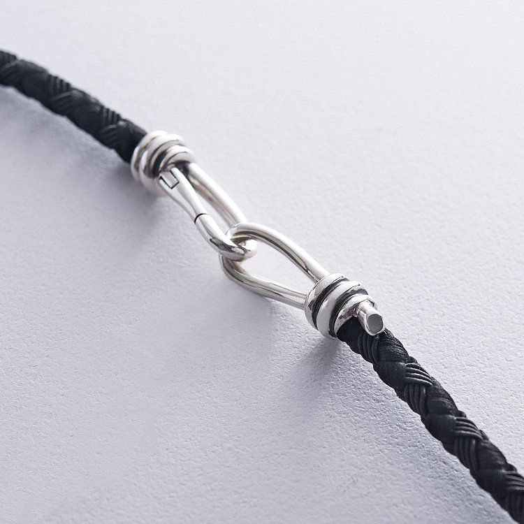 Мужской православный крест из эбенового дерева и серебра (на шнуре) эбен от ювелирного магазина Оникс - 5