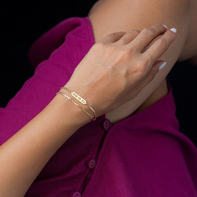 Браслет "Римські цифри" в жовтому золоті б04498 від ювелірного магазину Онікс - 1