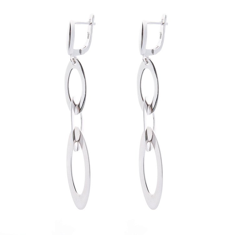 Серебряные серьги без камней 122243 от ювелирного магазина Оникс