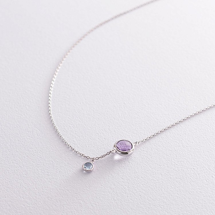 Золоте кольє (аметист, топаз) кол01858 від ювелірного магазину Онікс