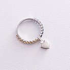 Серебряное кольцо "Сердечко" с синими и желтыми камнями 069890 от ювелирного магазина Оникс - 4