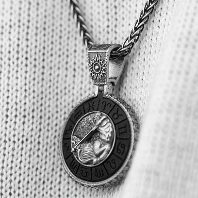 Серебряный кулон "Знак зодиака Стрелец" с эбеном 1041стрілець №4