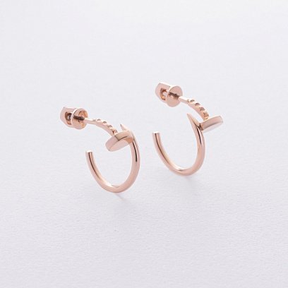 Сережки - пусети "Цвях" у червоному золоті с09180