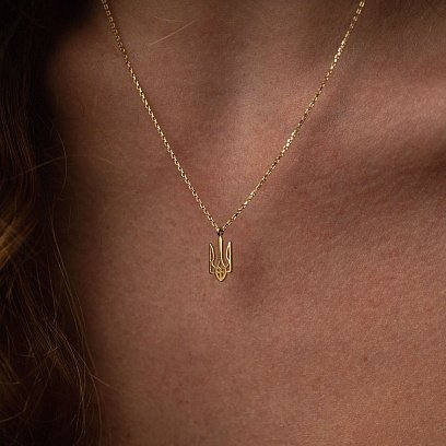 Кольє "Герб України - Тризуб" у жовтому золоті (маленький) кол02322 №4