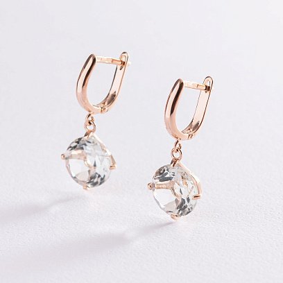 Золоті сережки "Захоплення" з зеленим аметистом с05300