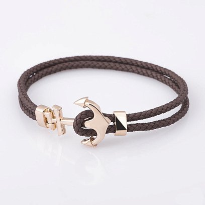 Браслет "Якорь" с золотой вставкой б02789