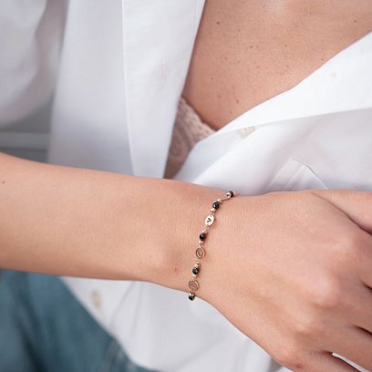 Золотий браслет "Love" (чорні фіаніти) б04453 №3