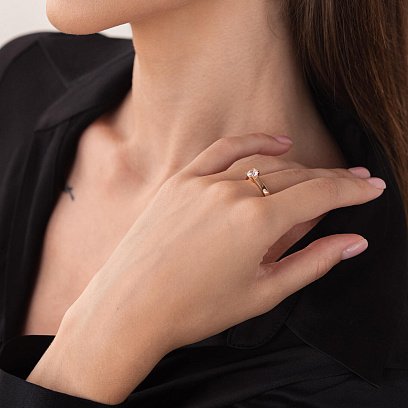 Заручальна золота каблучка з фіанітом к05751 №9