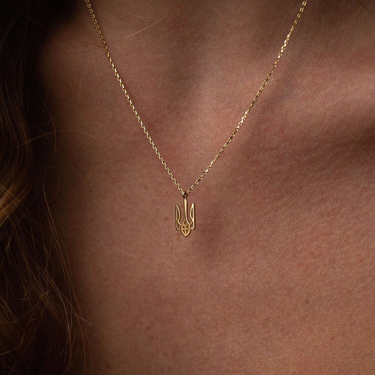 Кольє "Герб України - Тризуб" у жовтому золоті (маленький) кол02322 від ювелірного магазину Онікс - 3