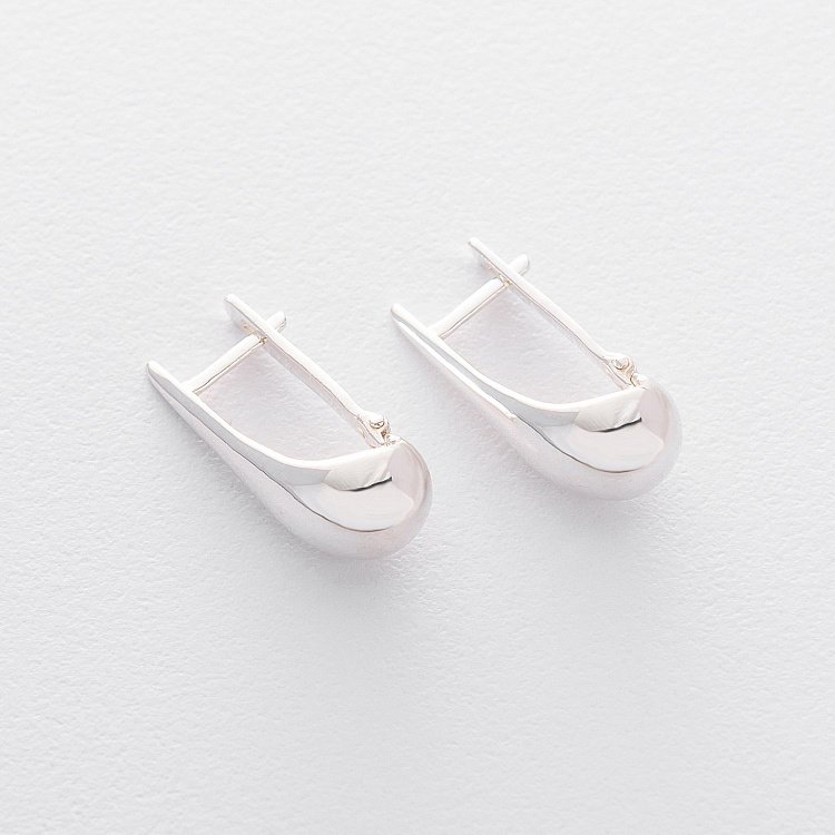 Сережки "Великі крапельки" у сріблі (3.6 см) 122495 від ювелірного магазину Онікс - 9