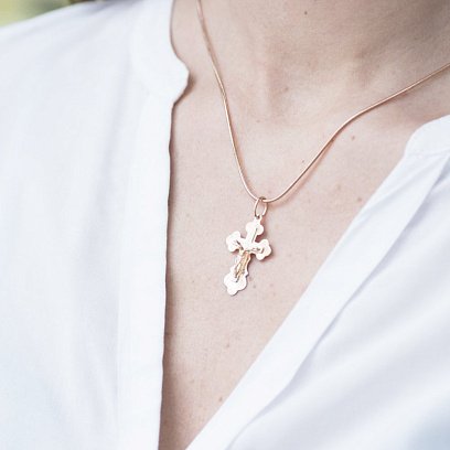 Золотий православний хрестик п02435 №2