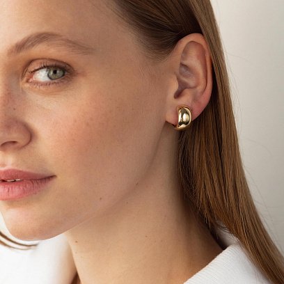 Серьги - кольца в желтом золоте с07061 №6