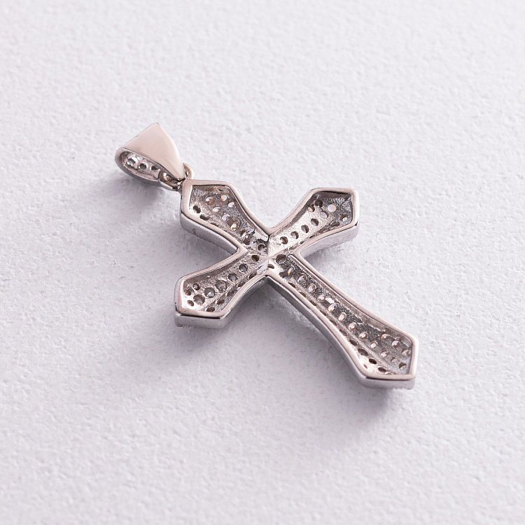 Срібний хрестик з фіанітами (родій) 131995 від ювелірного магазину Онікс - 2