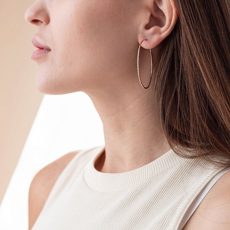 Сережки - кільця в червоному золоті (4.4 см) с07342 від ювелірного магазину Онікс - 1