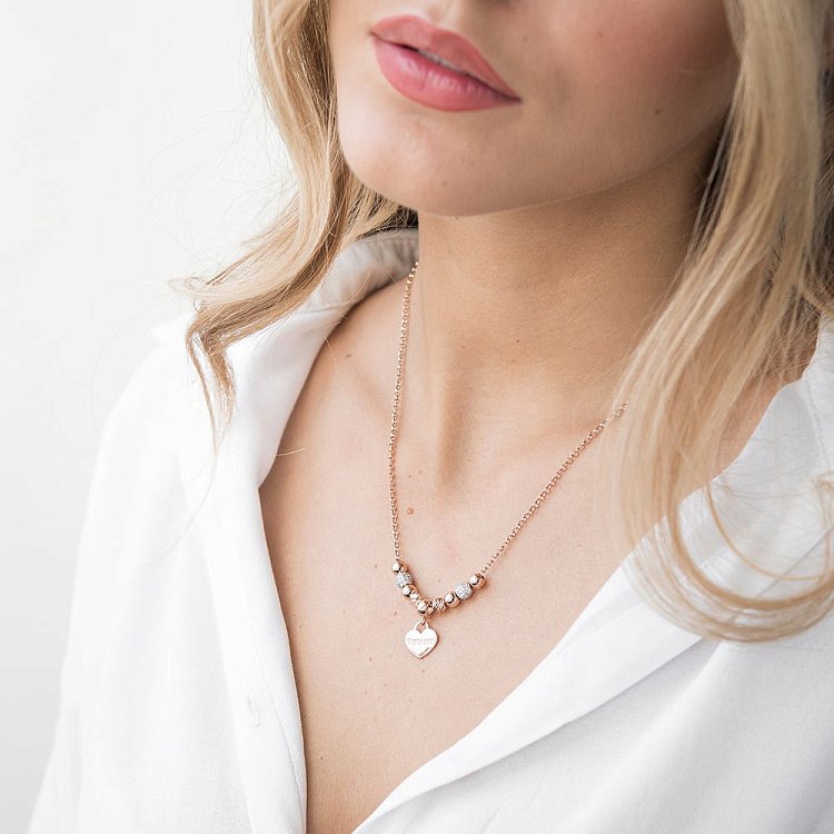 Золотое колье "Сердечко" с фианитами кол01331 от ювелирного магазина Оникс - 2