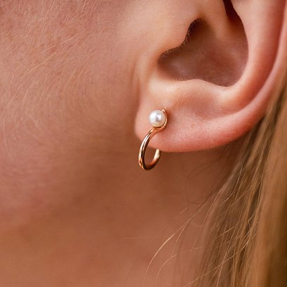 Серьги - пусеты "Миранда" в красном золоте (жемчуг) с07930 №6