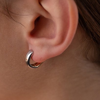 Золотые серьги-кольца без камней с05029 №10