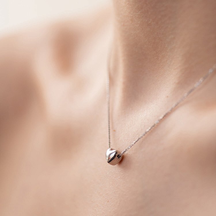 Золотое колье с сердечком кол01322 от ювелирного магазина Оникс - 10