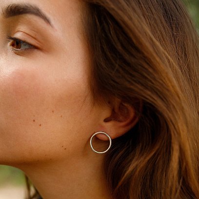 Сережки - пусети Великий кругообіг в сріблі 1.9 см 122547 №8