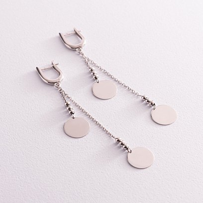 Серебряные серьги "Монетки" на цепочке 123152