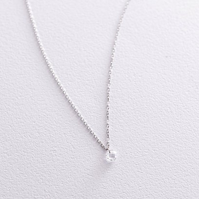 Колье в белом золоте с одним фианитом кол01814