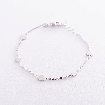 Серебряный браслет "Сердечки" 141509