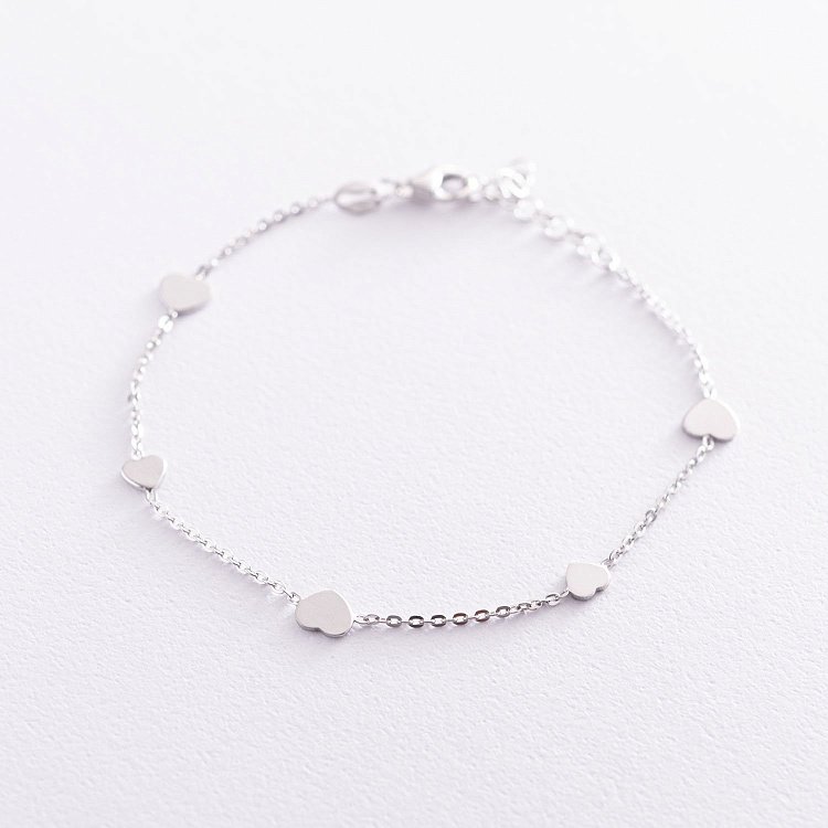 Серебряный браслет "Сердечки" 141509 от ювелирного магазина Оникс