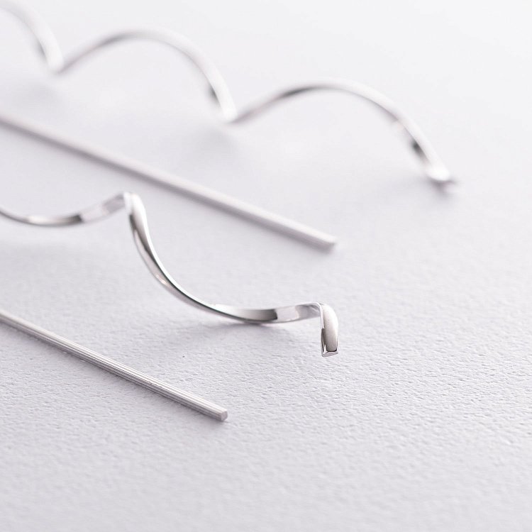 Серебряные серьги - протяжки "Завиток" 580085с от ювелирного магазина Оникс - 3