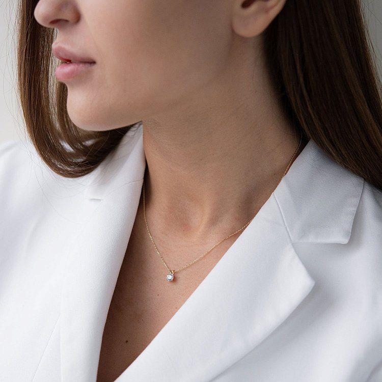 Золоте кольє з фіанітом кол01431 від ювелірного магазину Онікс - 4