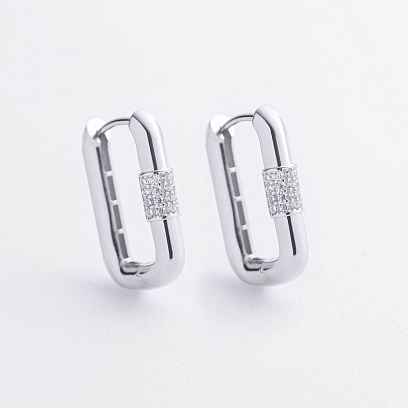 Серьги "Isabel" с фианитами (белое золото) с09582