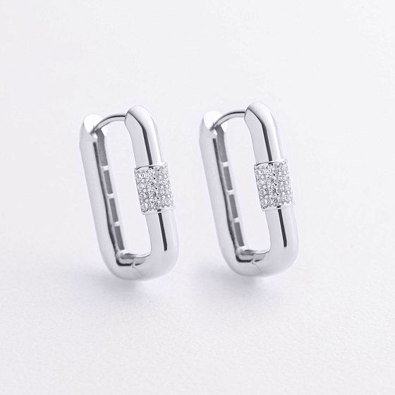 Серьги "Isabel" с фианитами (белое золото) с09582