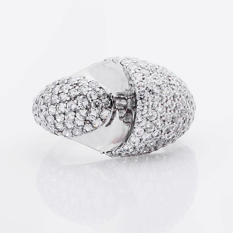 Золота каблучка з фіанітами к01381ж від ювелірного магазину Онікс - 1