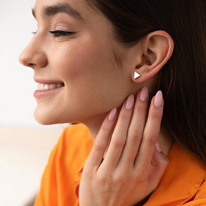 Золоті сережки - пусети "Трикутники" с08145 №4