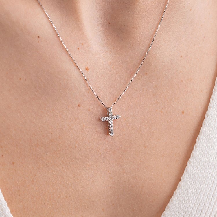 Золоте кольє "Хрестик" з діамантами 112131121 від ювелірного магазину Онікс - 4