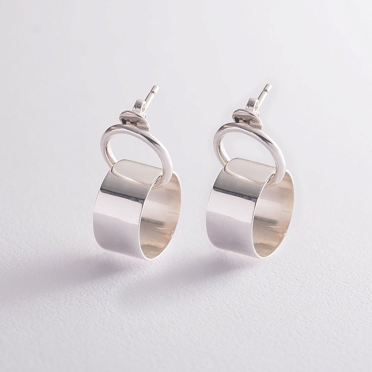 Серебряные серьги - пусеты "Магнетизм" 122689 от ювелирного магазина Оникс - 3