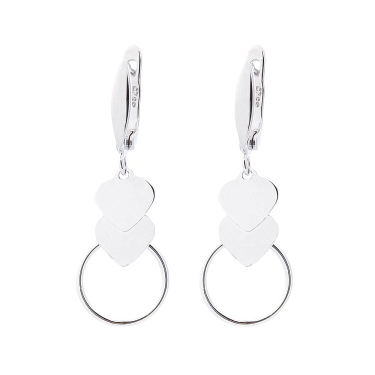 Срібні сережки "Сердечка" 122298 від ювелірного магазину Онікс