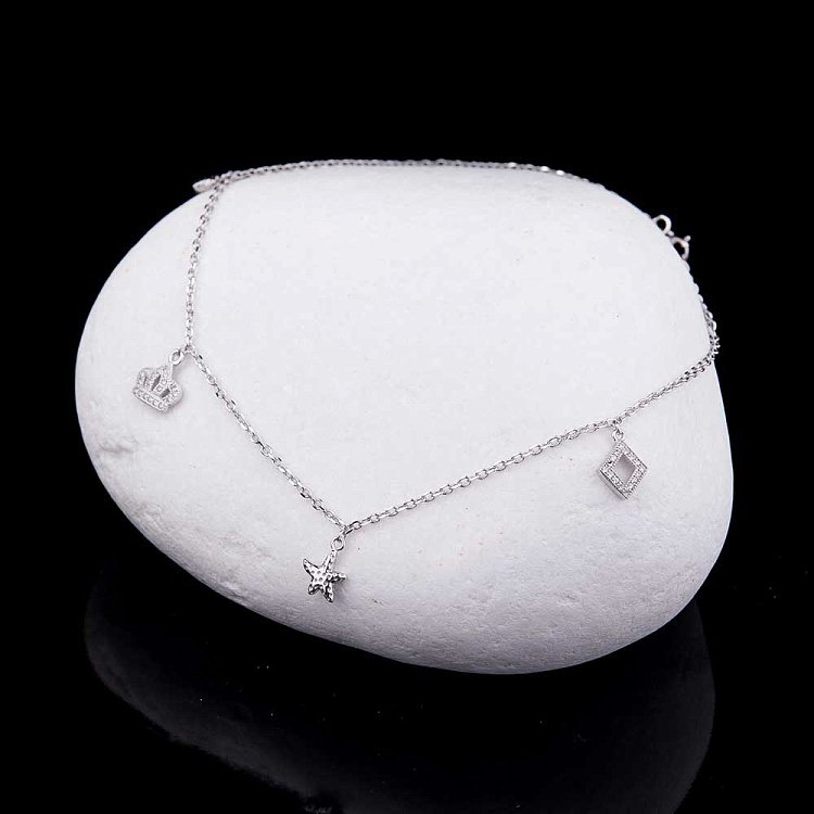 Срібний браслет на ногу з фіанітами 14965 від ювелірного магазину Онікс - 1