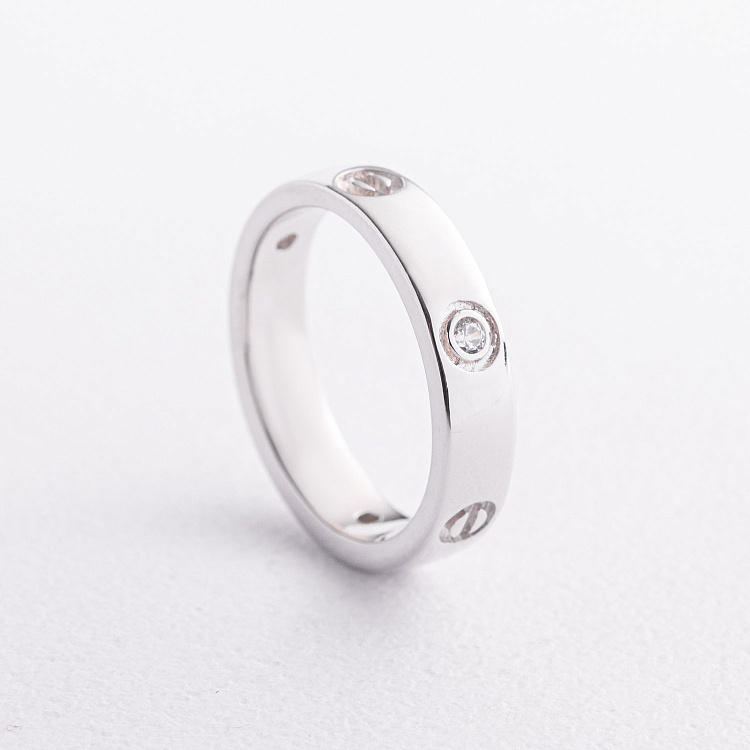 Срібна каблучка "Love" з фіанітами 112854 від ювелірного магазину Онікс - 1