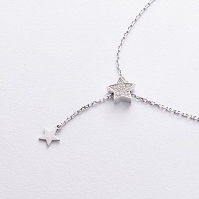 Серебряное колье - галстук "Звездочки" с фианитами 1467 №3