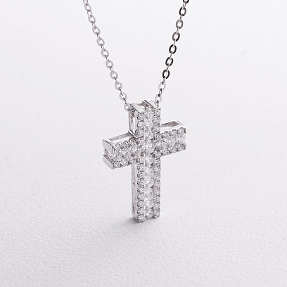 Золотое колье "Крестик" с бриллиантами колб0202mi