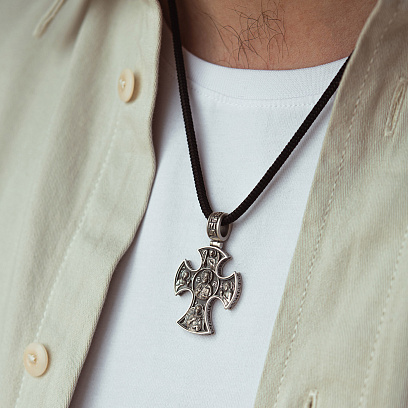 Срібний хрест "Ісус Христос Пантократор. Ангел Хранитель і Святі" 1937 №2