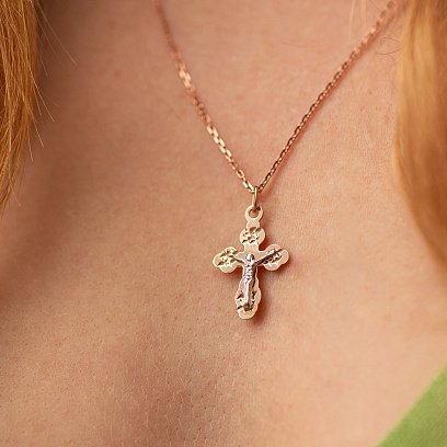 Золотий хрестик "Розп'яття. Спаси і Збережи" п03574 №4