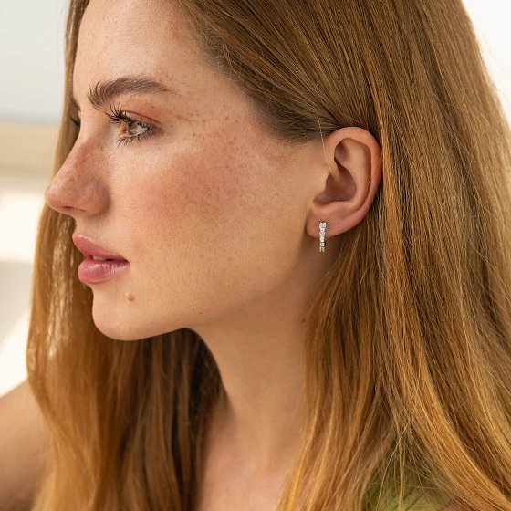 Серьги "Erika" с фианитами (белое золото) с09064 №2