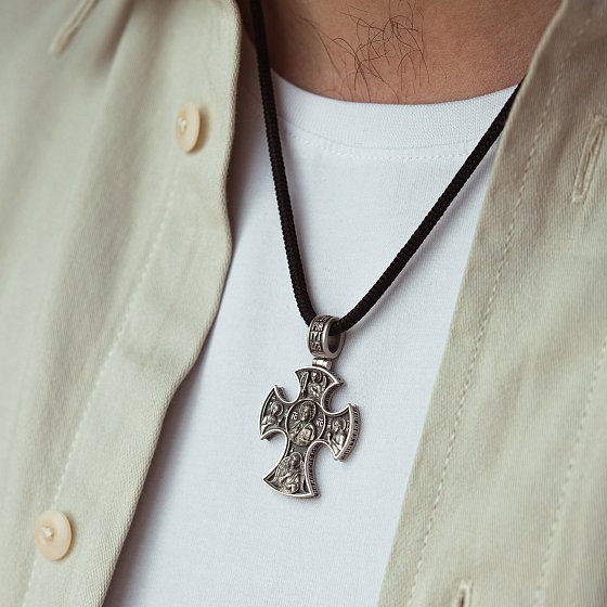 Срібний хрест "Ісус Христос Пантократор. Ангел Хранитель і Святі" 1937 №2