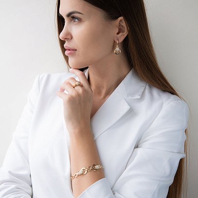 Каблучка "Пантера" в жовтому золоті (фіаніти) к05277 №4