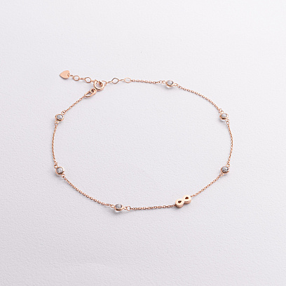 Золотой браслет на ногу "Бесконечность" (фианиты) б05736