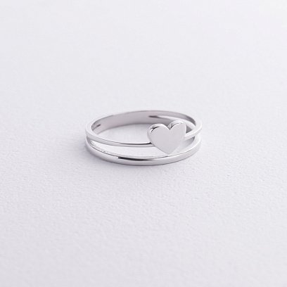 Кольцо "Сердечко" в белом золоте к08136 №3